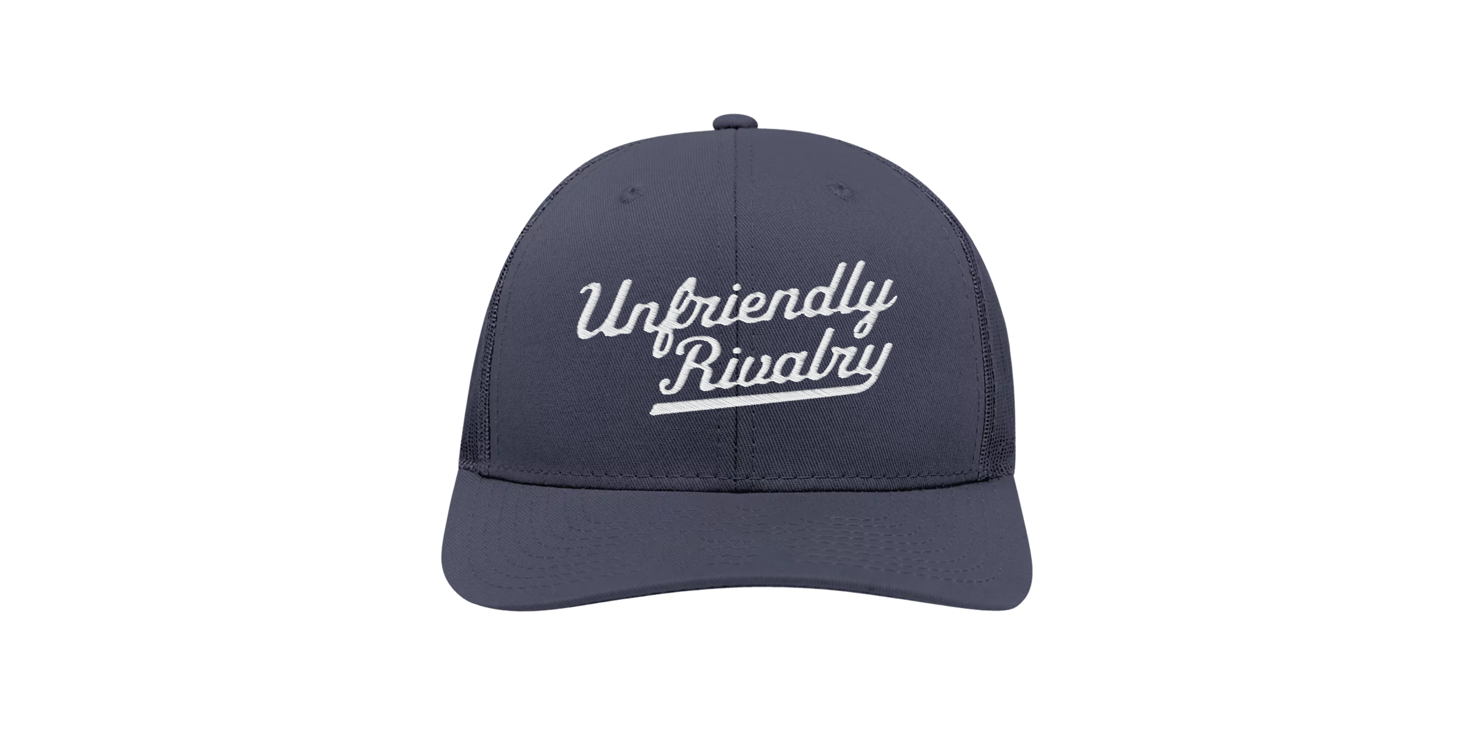 White on Navy UR Snapback Structured Trucker Hat